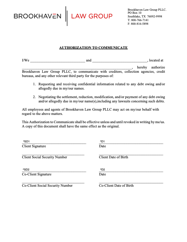 Authorization to Communicate